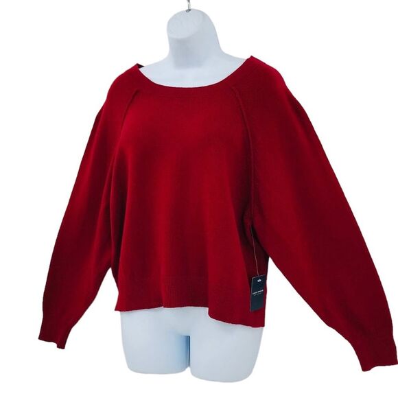 Lucky Brand Crop Sweater Burgundy Puff sleeves. - Picture 1 of 12